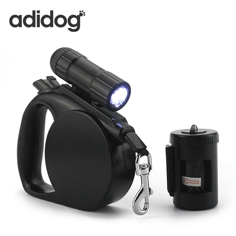 LED Light & Clean-up Bag Retractable Leash