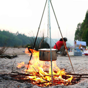 Durable Portable Campfire Picnic Pot & Grill, Hanging Tripod